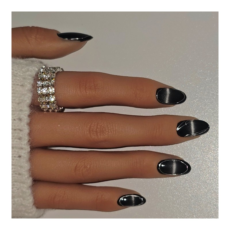 Black Barcode [Handmade Nail Tips] Emily Nail - Oval /
