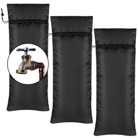 Zonon 3 Pcs Outdoor Faucet Cover Rv Park Water Hydrant Insulated Extended Hose Bib Covers Insulated Sprinkler Freeze Protector Outdoor Winter Pipe Cover Spigot Cover for Wall Taps(Black,35" X 15")