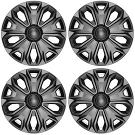 AutoBeeDen 4-Pack Hubcaps Wheel Covers Compatible with Ford Transit 150/250 / 350, 2015 2016 2017 2018 2019 2020 2021 2022 2023 2024, 16", 5 Y Spok, Standard Leg (Black Color)
