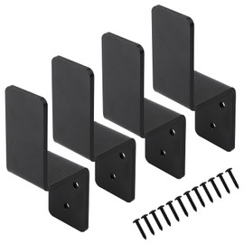 VANROUG 2x4 Door Barricade Brackets Z-Shape Black Security Door Lock Brackets Heavy Duty Drop Open Bar Holder Steel with Screw Fits 2x4 Lumber (4)