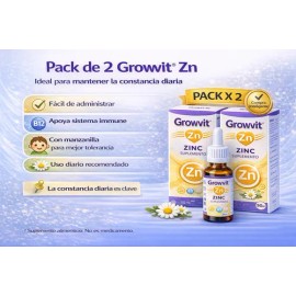 Growvit Zinc, Vitamina B12, Manzanilla Suplemento 2 Pack