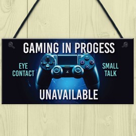 Red Ocean Funny Gaming In Progress Boys Bedroom Sign - Gamer Gift Gaming Sign For Boys Bedroom - Birthday Christmas For Son Brother - Gaming Accessories For Games Room