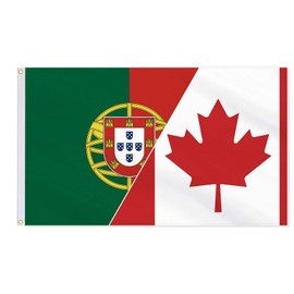 Portugal Canada Friendship Flag,3x5 FT Portuguese Canadian Flag,36x60 Inch Large Digitial Double-Printed Durable 150D Thick Polyester Decorations with 2 Brass Grommet