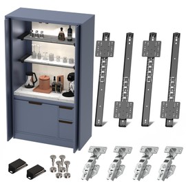 20" Cabinet Pocket Door Slide Hinge Kit 4PCS for Inset Application, Pivot Pocket Door Slides for Cabinet wiht Hinges, Pivot Sliding Door Runners Hardware System for Cabinet Doors