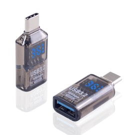 Maxhood USB to USB C Adapter with Digital Display, 10Gbps USB C Male to USB Female Adaptor, Transparent Type C to USB 3.2 Converter Compatible for MacBook Pro 2023 Air 2022 and more, 2 Pack