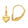 14K Solid Yellow Gold Heart Love Drop Dangle Earrings