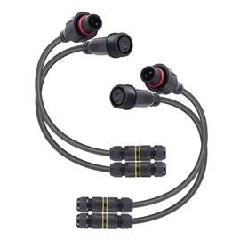 YETOR Waterproof Connectors 2 Wire, 16AWG Male Female Plug LED Connector with M16 Electrical Cable Connector,IP68 20CM Extension Cable for Car, Truck, Boat,Indoor/Outdoor LED Strip Lights,(2Pairs)