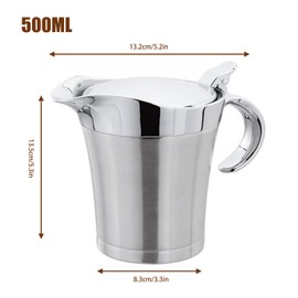 Stainless Steel Gravy Boat 500/750 ml Thermal Gravy Boat with Hinged Lid & Handle Double Insulated Sauce Jug Sauce Bowl Sauce Pot Sauce Boat