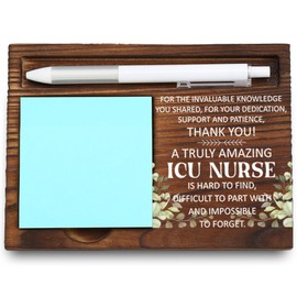 ICU Nurse Desk Organizer, Critical Care Nurse Appreciation Gift, Motivational Office Decor, Thank You Gift for Healthcare Professionals, Wooden Sticky Note Holder, LQQ35