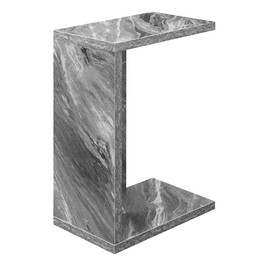 Convenience Concepts Northfield Admiral C Shaped End Table 18" - Contemporary Modern C Shaped Side Table, Minimalist Couch Sliding End Table for Living Room, Gray Faux Marble