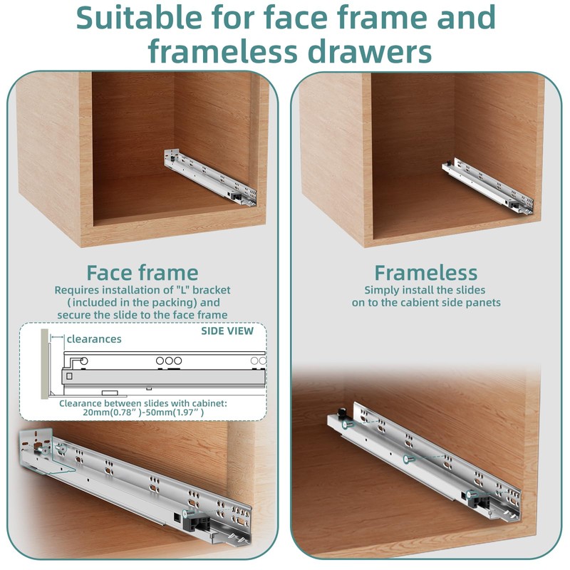 15 Inch 1 Pair Undermount Soft Close Drawer Slides with