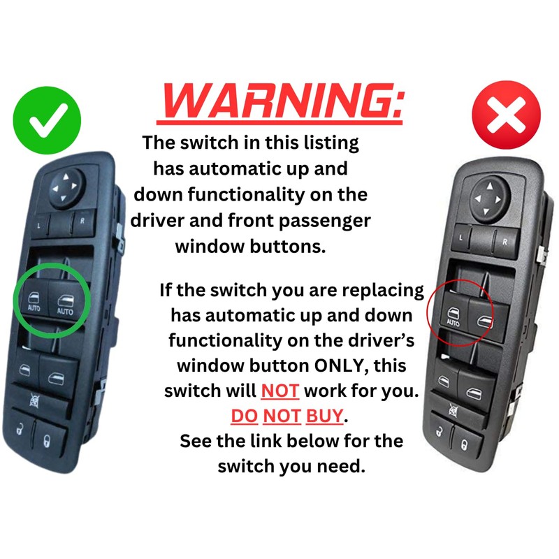 SWITCHDOCTOR Window Master Switch for 2008-2012 Liberty; 2008-2016 Chrysler Town