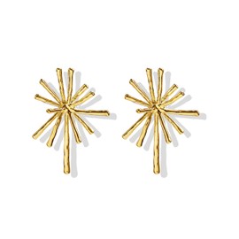 Gold Starburst Studs for Women - Sunburst Fireworks Star Earrings - Statement Jewelry Gifts for Girls