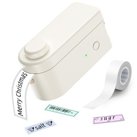 Makeid L1 HD Etikettendrucker, Etikettiergerät Selbstklebend Beschriftungsgerät Bluetooth Tragbarer Labeldrucker Mini Label Printer für Zuhause & Büro (Beige 300DPI)