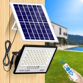 Solar Street Lights Outdoor 350W 26000LM Solar Led Flood Lights Dusk to Dawn IP67 Waterproof Solar Parking Lot Lights Security Commercial Lighting with 16.4ft Cables for Yard, Garden, Pathway