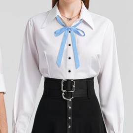 LHXzizizi Womens Bow Tie, Solid Color Ribbon Girls Bowties for Party Wedding Usual Cosplay School Uniforms Accessory (Sky Blue)