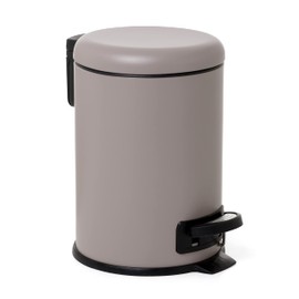 TATAY Bathroom Trash Bin with Stainless Steel Pedal, 3L Capacity, Remvable Inner Case, Cushioned Drop Closure, BPA Free, Taupe. Measures 17,5 x 22,5 x 25 cm.