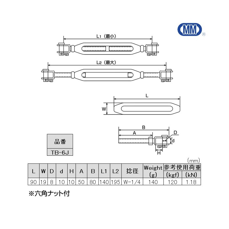 水本 Stainless Steel Frame Type Turn Buckle J & J