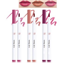 Lip Liner Stain Marker Pen-3Pcs Pink Rose Red Liquid Lip Stain Tint,Longlasting Waterproof Quick Dry Lipstick Lipcolor,Precise Chisel Tip Smooth Lip Gloss Pencil,Lip Makeup Lipstain Pen for Women-SetB