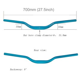 UPANBIKE Cycling Handlebar MTB Mountain Bike Bicycle Extra Long Handlebar 31.8mm 700mm Riser Bar