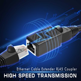 Menewstart Ethernet Coupler 6 Pack, Black, in-Line R45 Coupler Female to Female, Premium Gold Plated Ethernet Extender, for Cat7/ Cat6/ Cat5/ Cat5e Extender Adapter