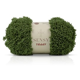 Sensy Teddy Sheepy Sherpa Fleece - Soft Fluffy Cozy Yarn for Baby Blankets & Amigurumi, 3.5 oz, 109 Yards, Gauge 5 Bulky (Green)