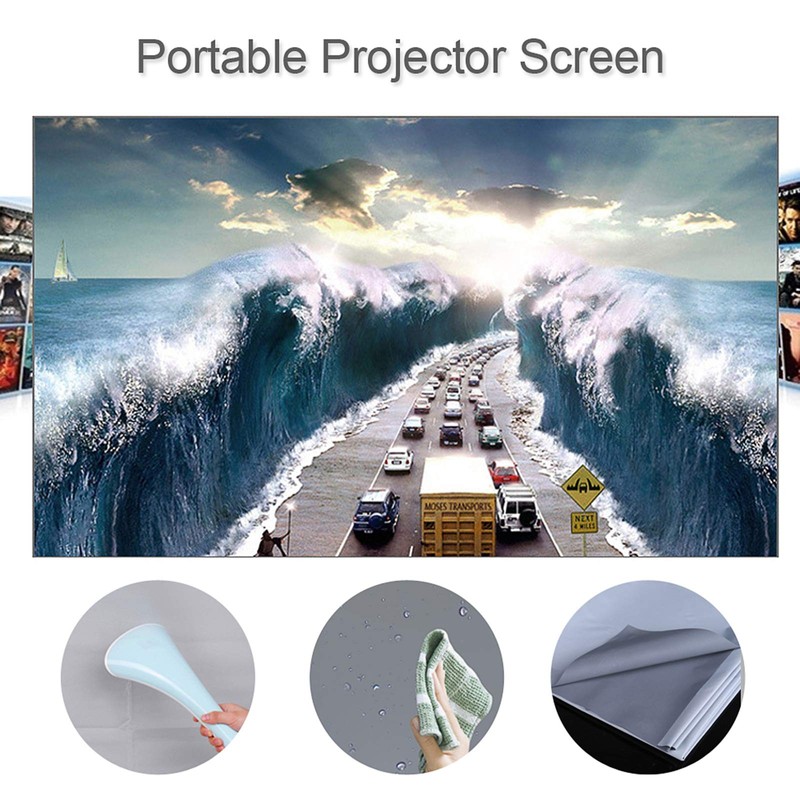 Docooler Projector Screen 80-inch,4K Movie Frameless Projector Screen 16:9 HD