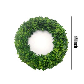 LMflorals Preserved Boxwood Wreath Decor 14 inch, Nature Real Handcrafted Boxwood Round Wreath Green Garland for Indoor Farmhouse Decorations Wreath Wall Window Home Décor (14 inch)
