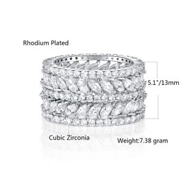 14K White Gold Plated Marquise Cubic Zirconia Eternity Statment Ring for Women (8)