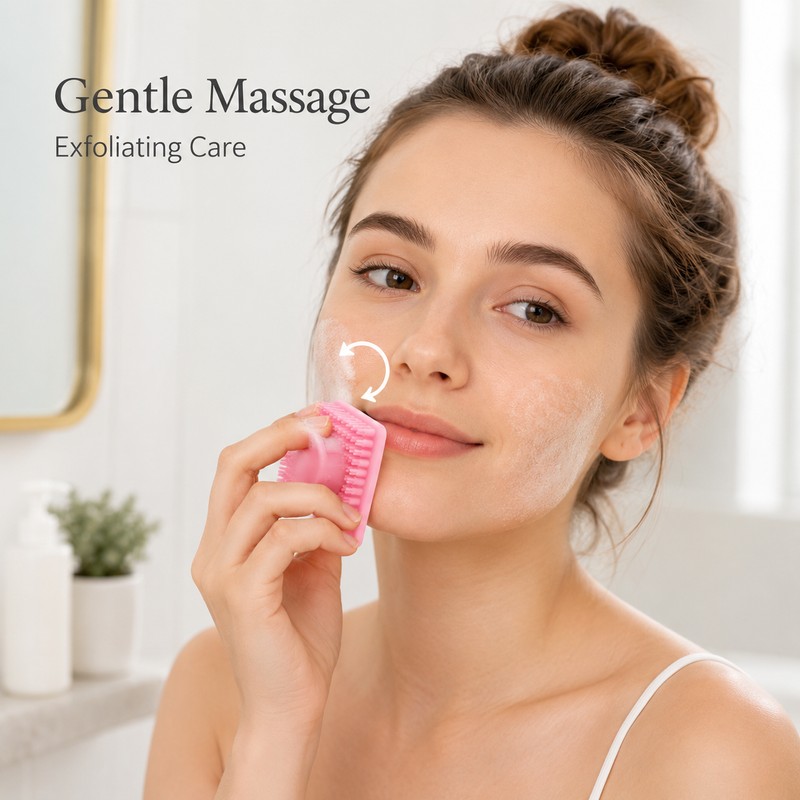 Pink Silicone Face Cleansing Brush for Daily Skincare – Soft