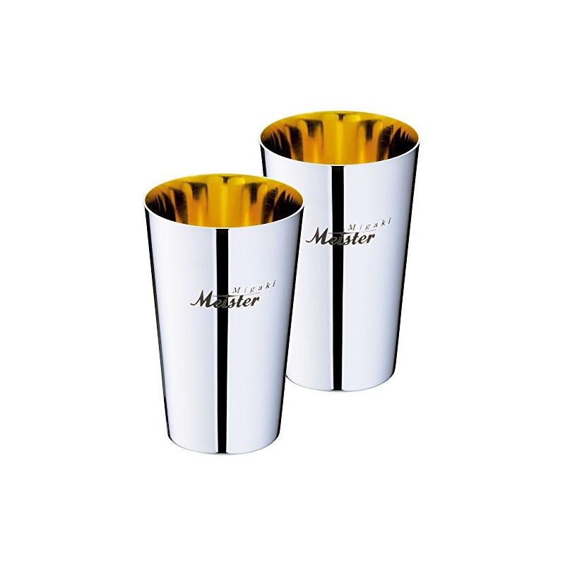 三宝産業 Migaki Meister タンブラー 小 265ml 24金メッキ 桐箱2本入 11002002