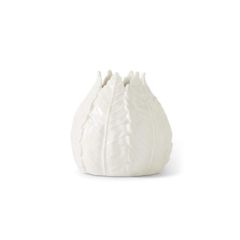 5 Inch White Ceramic Leaf Vase