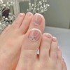 Clataly 24 Pieces Square Crystal Flowers Fake Nails Polished Toe