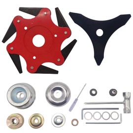 FFshiye Steel Trimmer Head 6 Steel Razors Trimmer Head&10" x 3 Teeth Carbon Steel Brush Cutter Blades with Universal Adapter Kit,for Brush Cutter, Trimmer, Weed Eater