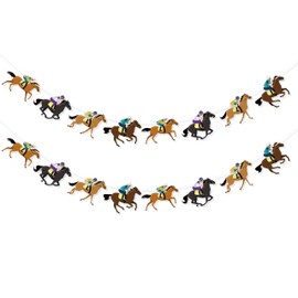 Uniwish Horse Racing Banner Kentucky Derby Decorations Horse Party Garland for Themed Birthday Wedding Photo Backdrop Derby Day Run for The Roses Party Supplies