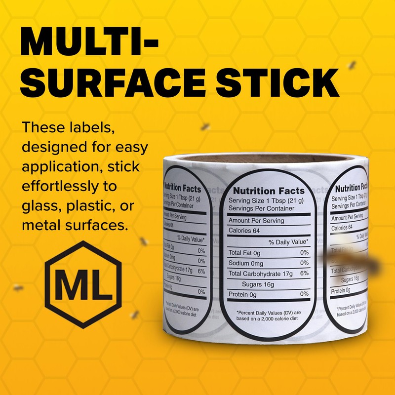 Mann Lake Nutrition Honey Labels, Self-Adhesive, Easy-to-Apply, Boost Honey Sales,