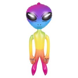 Zugar Land 36" Alien INFLATE (Vinyl) Galaxy/Rainbow/Tie Dye. Inflatable Large Alien Figures on Hang Tag. (36" Rainbow Alien INFLATE)