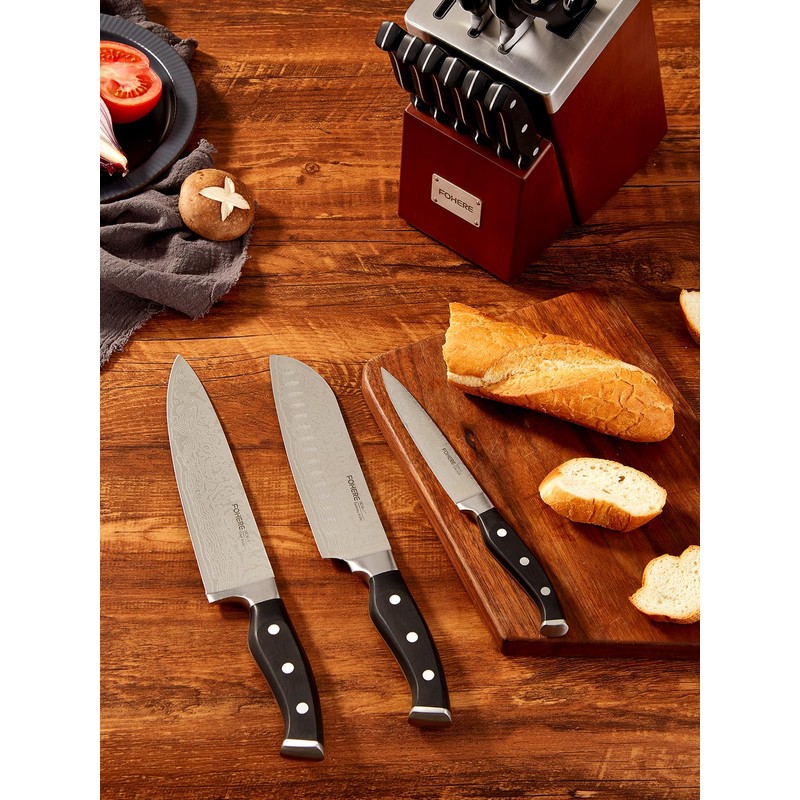 Knife Set, FOHERE 14 Pieces Self Sharpening Knife Block Set,