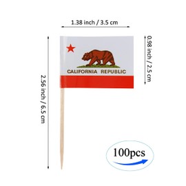 QQSD California Toothpick Flag Small Mini Cupcake Topper Flags, 100 pcs