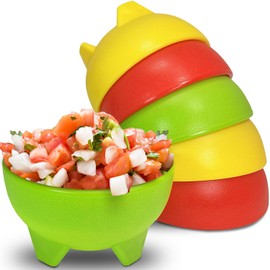 KSEV Salsa Bowls – 6 Pack (Multi Color), 13oz BPA FREE Small Bowl Unbreakable Mexican Molcajete Chip Guacamole, Serving Dish, Sauce Cup, Side bowl, Snack, Chips, Dip, Nuts, Candy, Ice Cream, Party Use