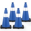 BATTIFE 4 Pack 18 Inch Traffic Cones, PVC Blue Cone,