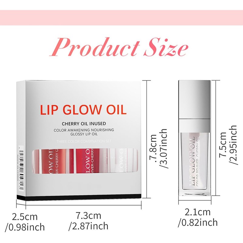 3 Piezas De Aceite Para Labios Voluminizador, Bálsamo Labial Con