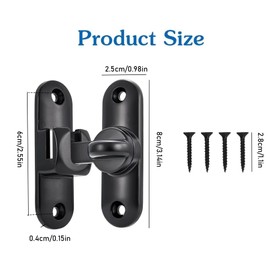 GUOYOU Sliding Door Lock, Sliding Door Lock 90/180 Degree Door Bolt Lock Door Lock Interior Stainless Steel Lock Bolt Door with Screws, for Sliding Doors, Bathroom, Garden, etc. Black