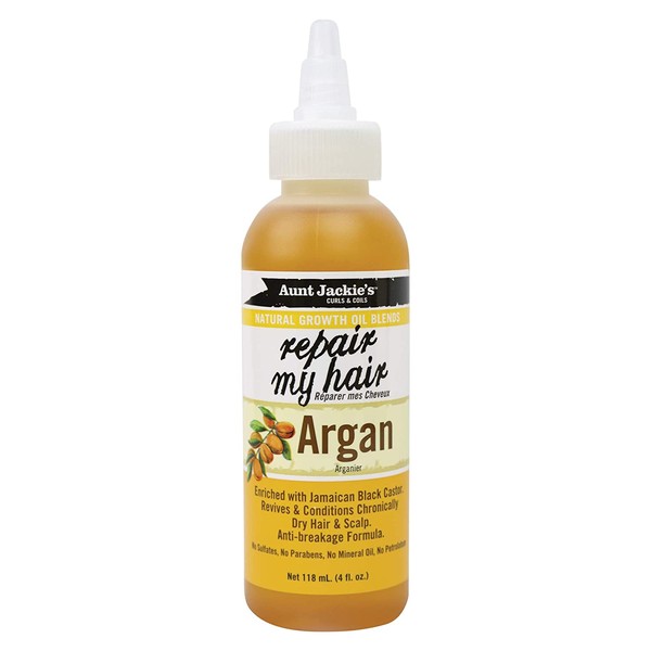 Aunt Jackie's Natural Growth Oil Blends Repair My Hair - Argan, Revives and Conditions Chronically Dry Hair and Scalp, Anti-Breakage Formula, 4 oz
