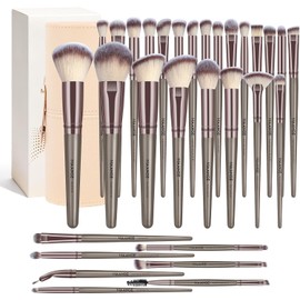MAANGE Set de Brochas para Maquillaje Profesional de 30 Piezas con Estuche de Viaje y Caja de Regalo – Brochas de Maquillaje para Kabuki, Base, Polvo, Rubor, Difuminado y Sombra de Ojos, Kit de Maquillaje con Etiquetas de Función, Ideal para Uso Diario o 