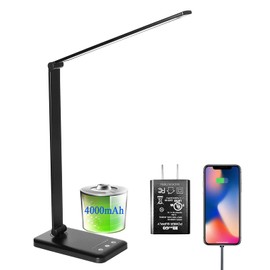 Himigo LED Desk Lamp, Eye-Caring Stepless Dimmable Office Table Lamp with USB Charging 4000mAh Battery, Foldable,Touch, 30/60minsTimer,5 Lighting Modes with 5 Brightness Levels.