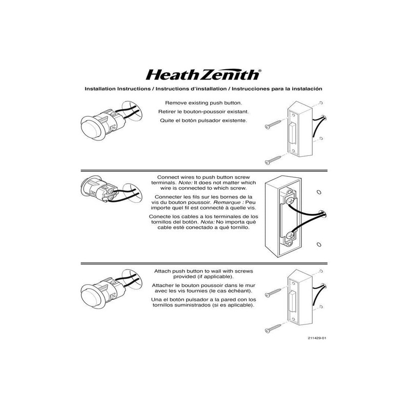 Heath Zenith SL-7797-02 Traditional Décor Series Wireless Door Chime Push