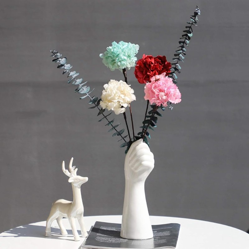 Pojedehy 9Inch Modern Art Ceramic Flower Vase Tabletop White Arm