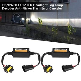 LED Headlight Decoder, Qiilu LED Decoder, PVC and Metal Decoder for H8/H9/H11 C12 LED Headlight Fog Light Anti-Flicker Flash Error Canceler