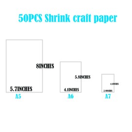 Vkfljo Shrinky Dink Sheets Kit, Shrink Plastic Sheets Shrink Paper Shrink Film Sheets for Kids Creative Craft Marking Keychains,50-Pack (5.8''x4.1'')